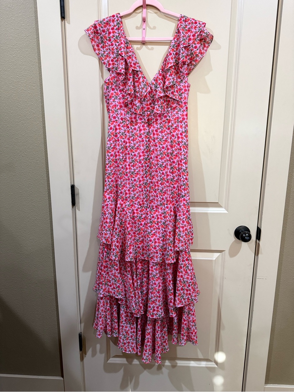 Wayf Pink Floral Ruffle High-Low Dress - Picture 2 of 8